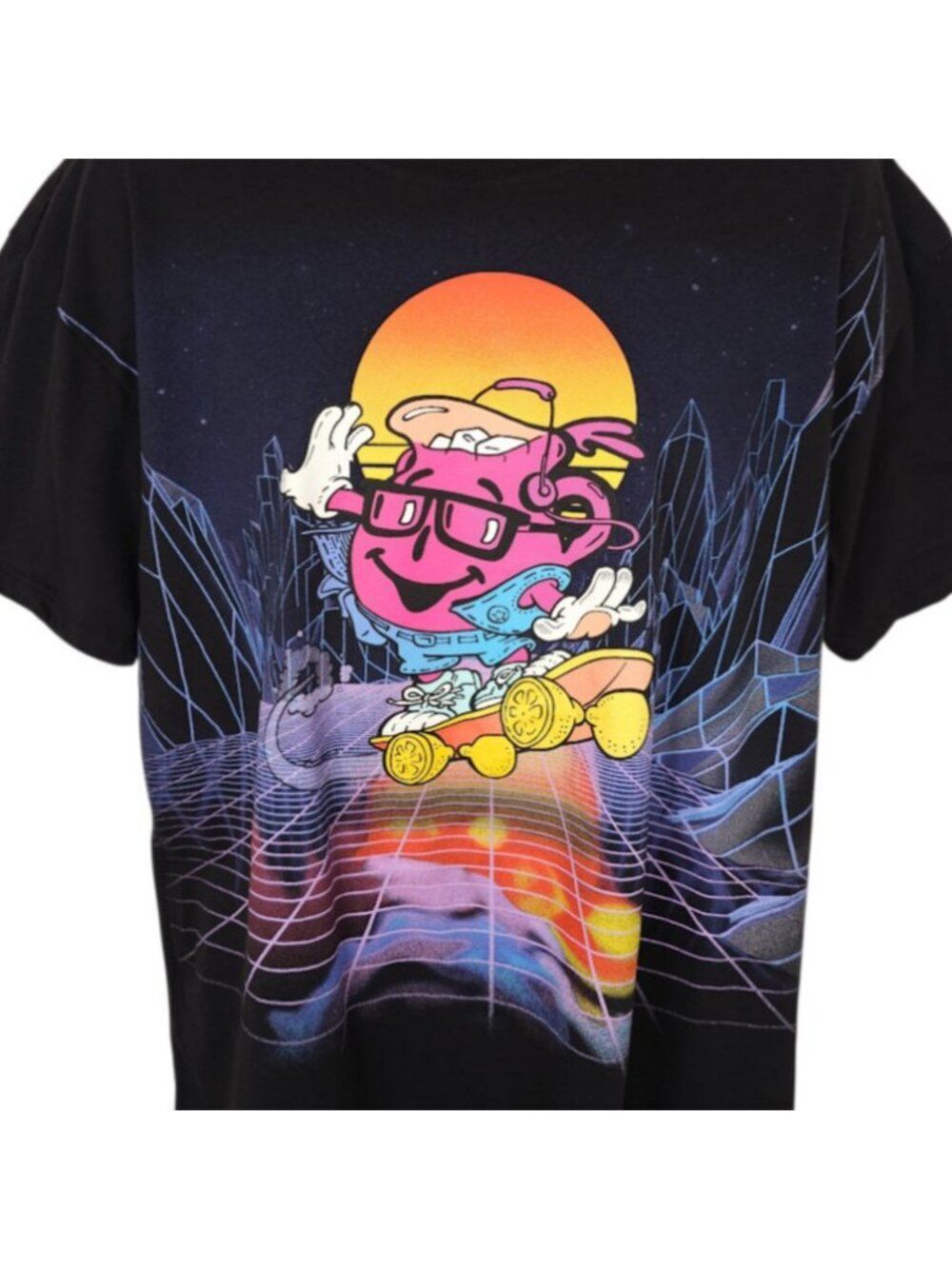 Kool Aid Man T Shirt Mens Size Large Black Retro Skateboard Snack Tee OVERSIZED